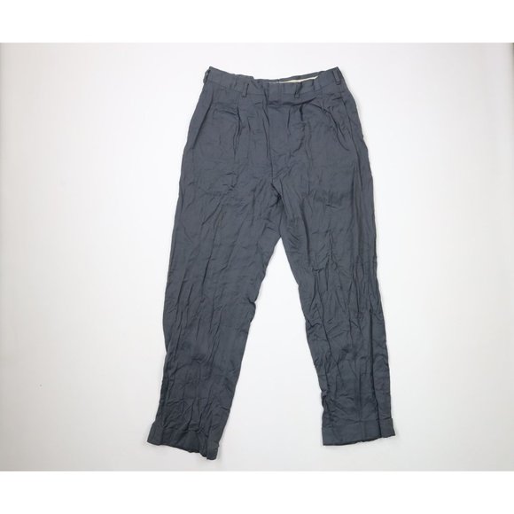 Vintage 40s Streetwear 32x30 Gabardine Rayon Pleated Cuffed Pants Trousers USA